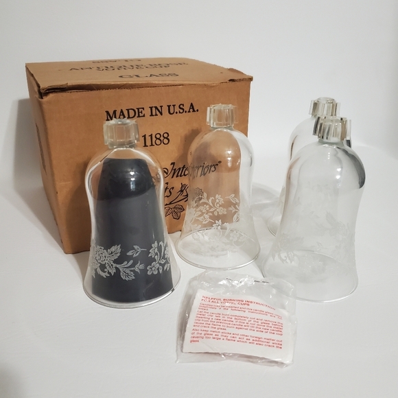 Glass Votive Cups Home Interiors Gifts Embossed Antique Rose Pattern Candle Hold - Picture 1 of 5